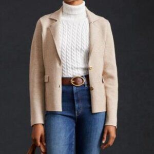 Anthropologie Knit Sweater Blazer, Small, Beige